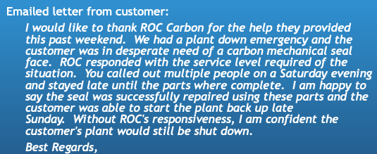 an example of ROC Carbon's superior customer service